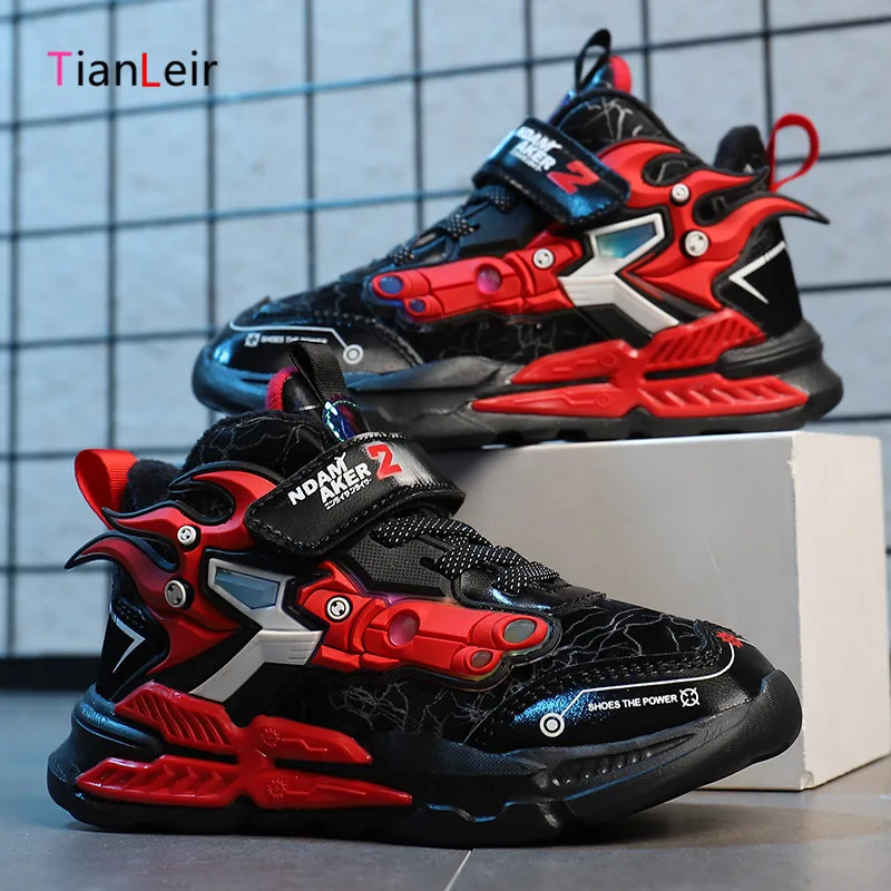 Fashion Kids Sport Shoes Boys Hook&Loop Running Sneakers Breathable Comfortable Casual Sneakers