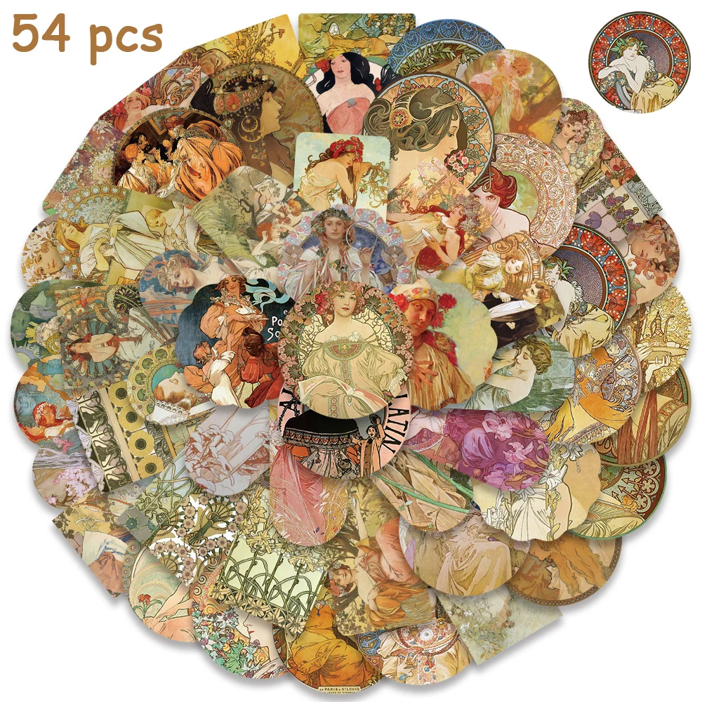 54pcsVintageRenaissanceArtFigurePaintingStickersWaterproofVinyl