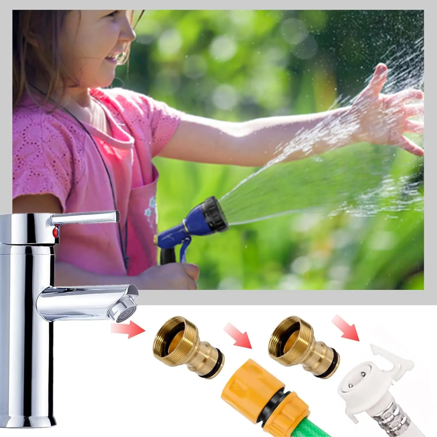 Wasserhahnadapter, universeller Küchenarmatur-Schlauchanschluss und Schnellanschluss, vom Küchenspülbecken zum externen Schlauch, Sanitärinstallation – Detail 6
