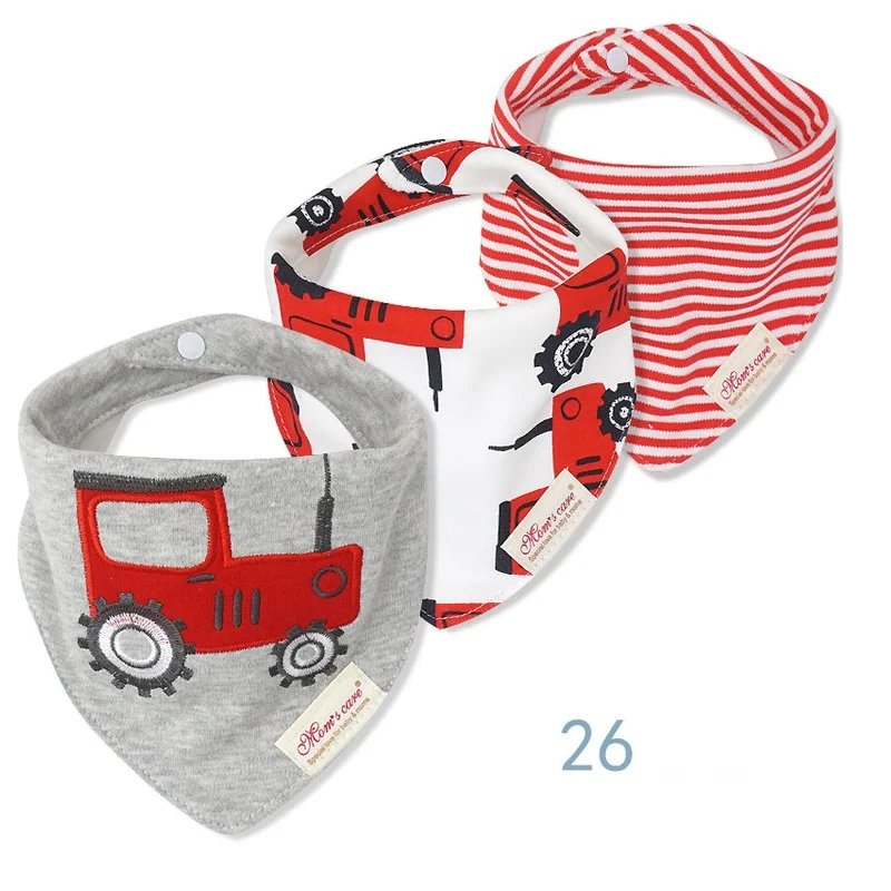 3pcs Per Lot Baby Bibs Bandana Set Cotton Multi-Style Triangle Cartoon Babadores Para Bebe Infant Boys Girls Saliva Towel KF025 baby bib,cotton bib set,cotton bib,saliva towel