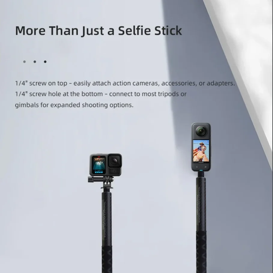 115cm 인스타360 X5/X4 에어/X4/X3/고프로용 투명 셀카봉, 카본 파이버 연장 폴, 회전식 트위스트 락 액세서리