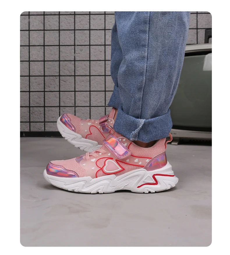 Frühling Herbst Kinder Turnschuhe PU Mädchen Elegante Mesh Casual Licht Kinder Nicht-slip Sport Schuh Mode Atmungsaktive Laufschuhe – Detail 8