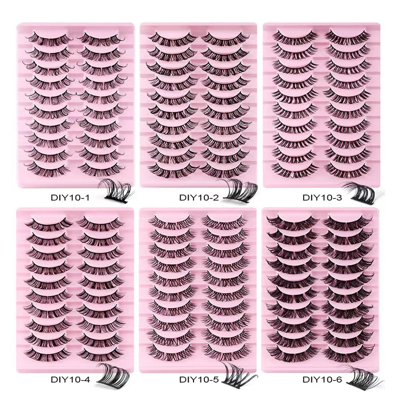 Segmented False Eyelashes 2/5/10Pairs DD curl Russian Strips Faux 3D Mink Lashes Eyelash Extension False Eyelashes Eyelash Extension Lashes Eyelashes
