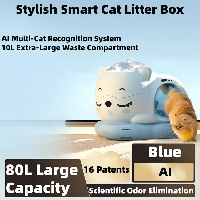 Woohuloo Smart Cat Litter Box Automatic Cleaning Cat Toilet 21.8 Gal 80L 21 Sensors Prevents Cat Pinching Double Deodorization Woohuloo Smart Cat Litter Box Automatic Cleaning Cat Toilet 21.8 Gal 80L 21 Sensors Prevents Cat Pinching Double Deodorization