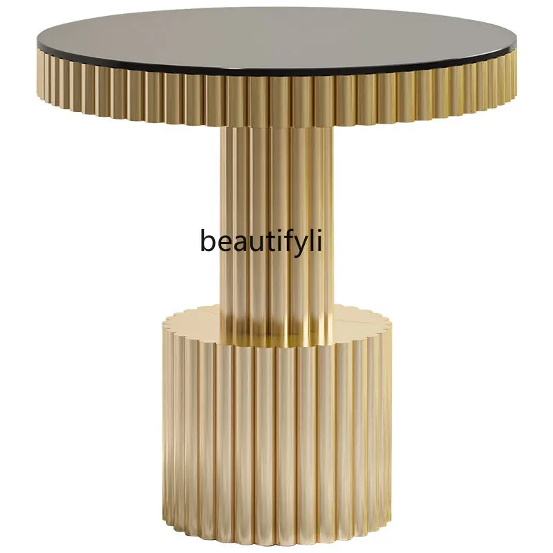 

Stainless Steel Light Luxury Side Table Living Room Creative Small Coffee Table Nordic Sofa Corner Table Small Apartment
