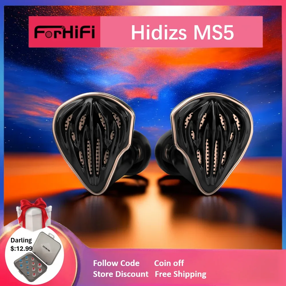 

Hidizs MS5 Flagship 4BA+1DD Hybrid IEMs HiFi In-Ear Monitor Earphone with 2 Detachable Cable & 3 Pairs Replaceable Tuning