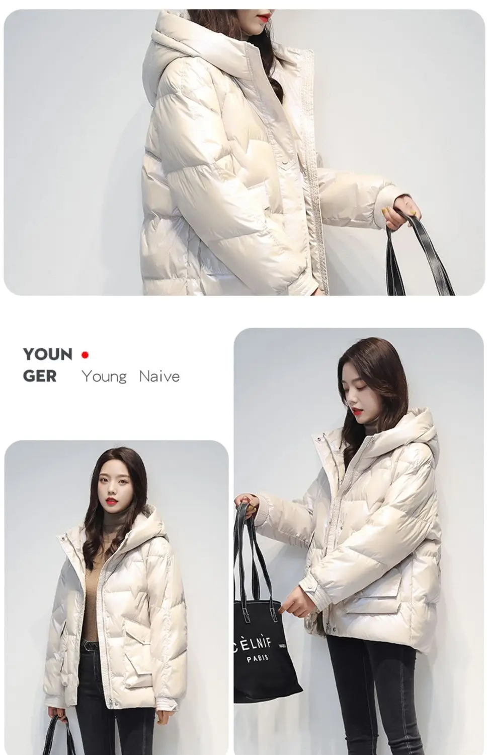 Short Down cotton Jacket For women's Winter 2026 New Glossy Fashion Loose Thick Coat Female Casual Cotton Hooded Parka Jackets
