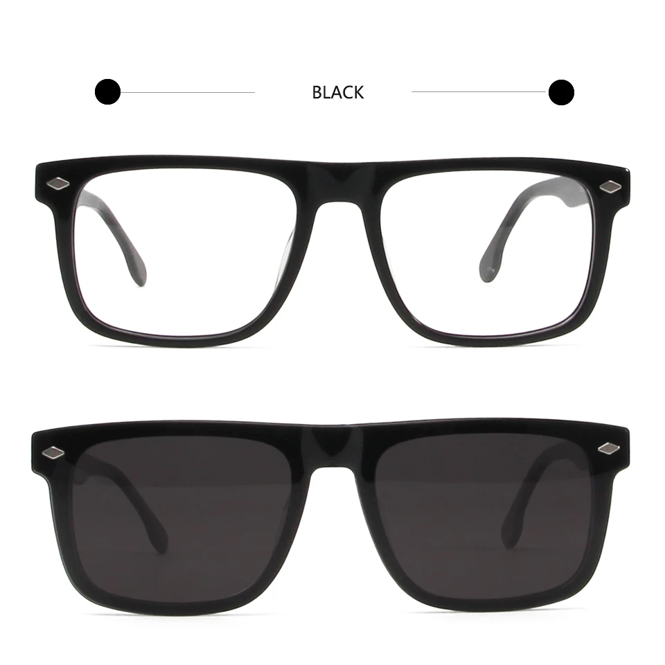 Übergroße rechteckige Vintage-Sonnenbrille, polarisiert, für Damen und Herren, magnetische Brille, zum Anklipsen, Markendesign, optischer Myopie-Brillenrahmen – Detail 15