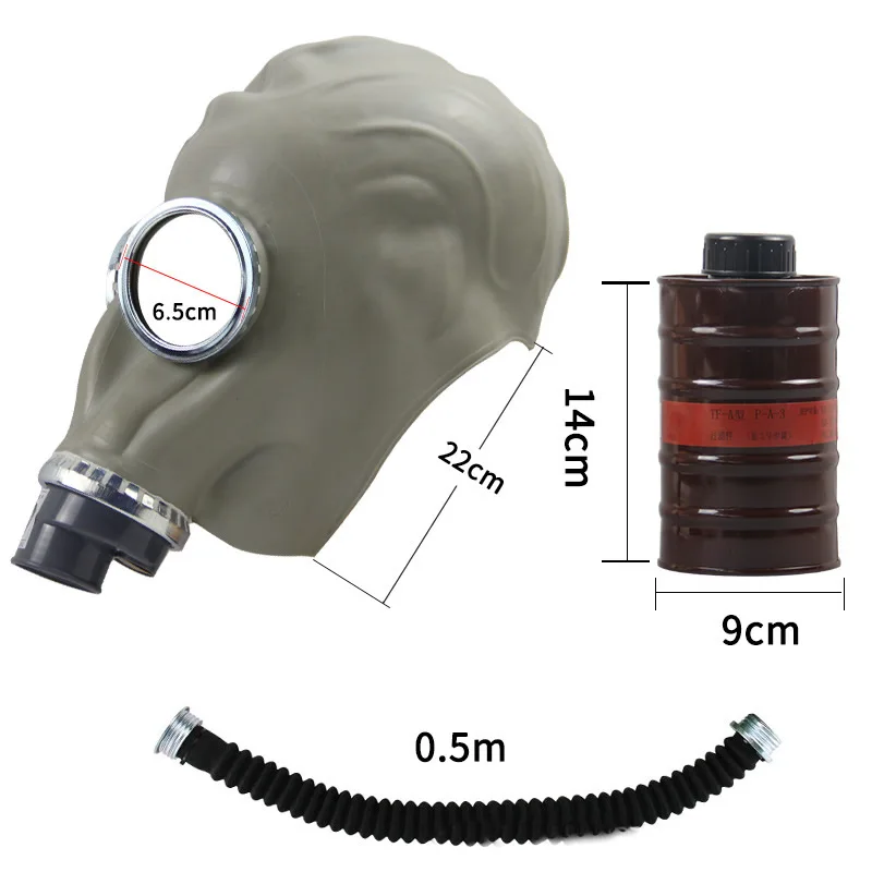 Volledig Gezicht Gasmasker Stofdicht Chemisch Beademingsapparaat Natuurlijk Rubber Ghost Gezichtsmasker Met Slangfilter Spuitverf Ammoniak Brandmasker