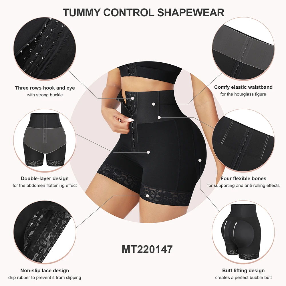 Women Butt Lifter Tummy Control Mid Waisted Slimming BBL Shorts
