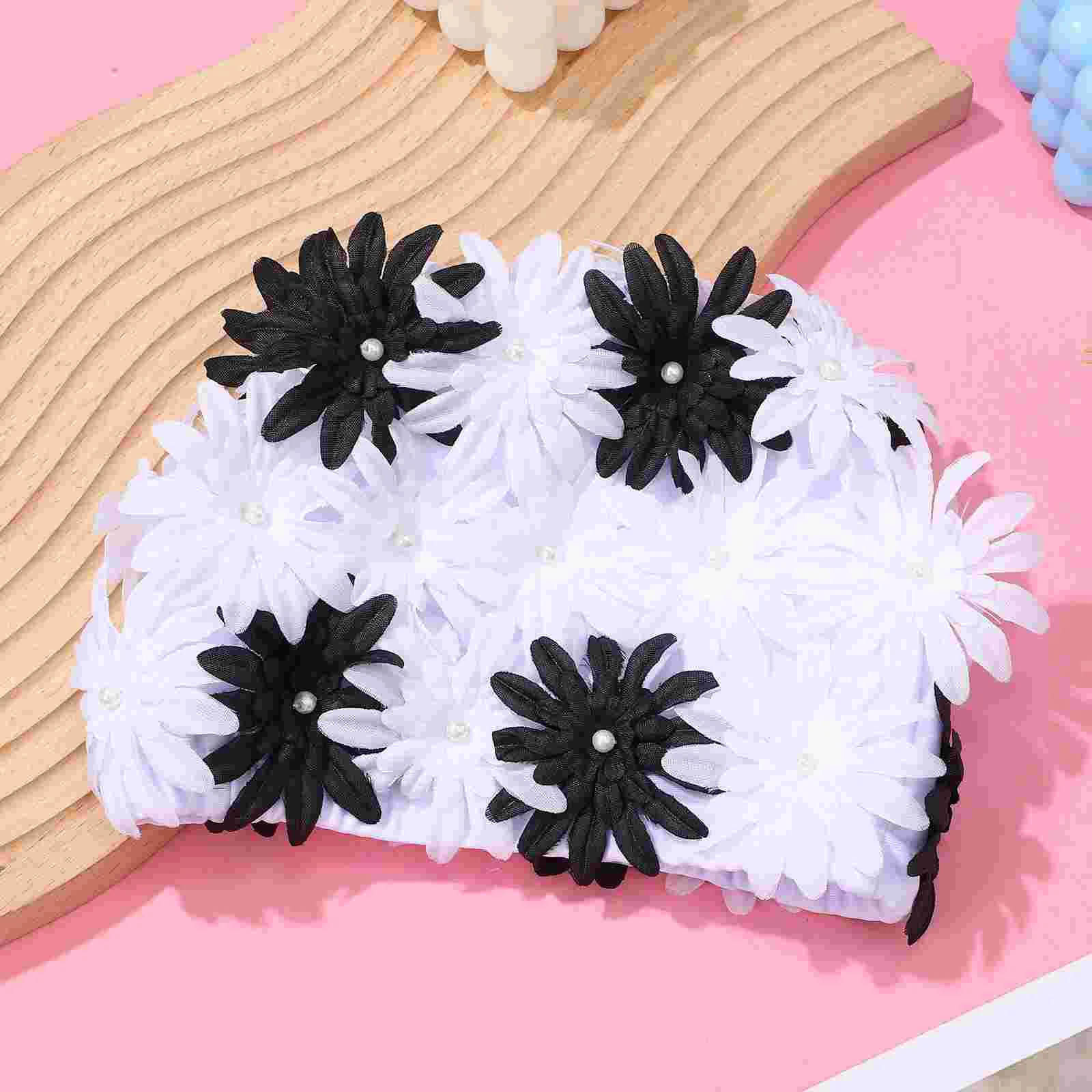 Ear Swim Cap Pearl Flower Swimming Caps for Men Ladies High Quality Adults Women's Girls 4