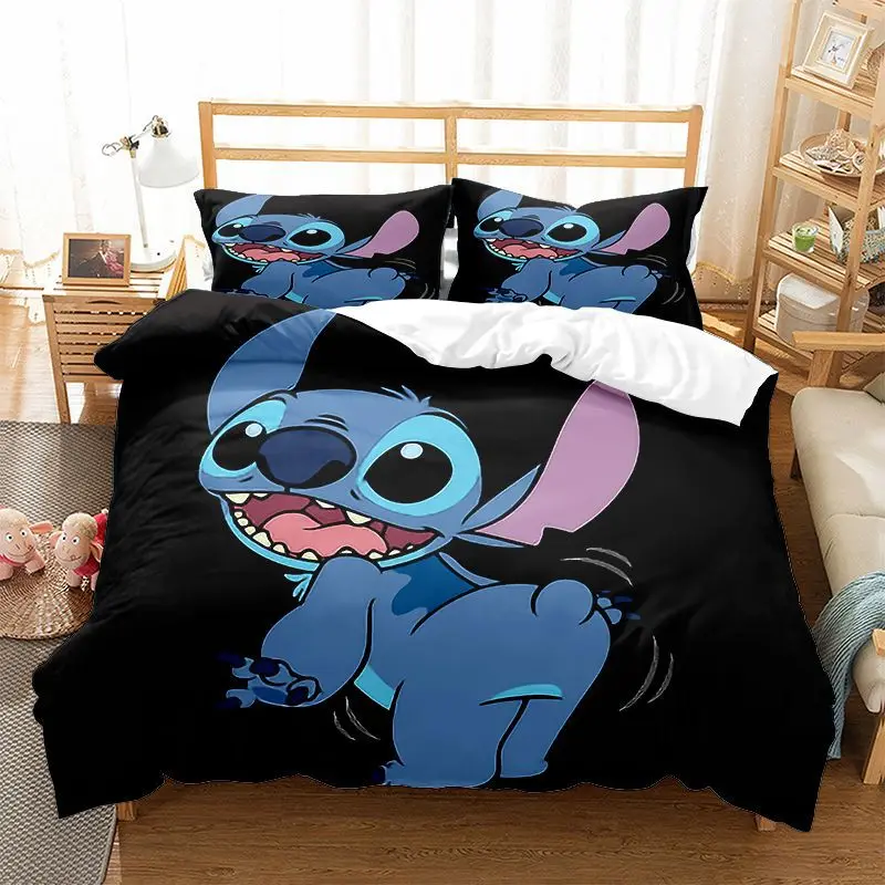 thumbnail image 1 of Disney-Juego de ropa de cama de Stitch, funda de edredón de dibujos animados de Anime, decoración de funda de almohada, funda de edredón para dormitorio, traje de cama, regalo para niños, 1 of 5