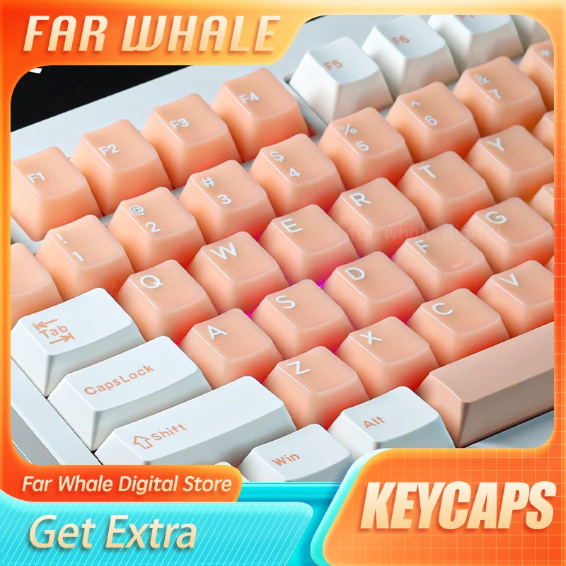 

Колпачки для механической клавиатуры с радужными и перьями Garmen ABS PBT Doubleshot, шелковое платье, белые оранжевые колпачки для механической клавиатуры с вишневым профилем ISO