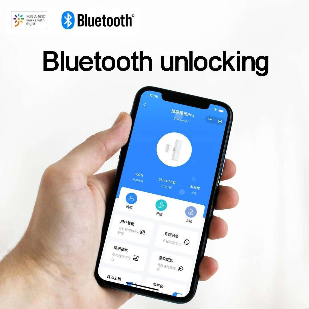 YEELOCK 스마트 서랍 캐비닛 잠금장치 프로 무선 지문 인식 NFC 블루투스 잠금해제 펀칭이 필요하지 않음 mijia 앱과 호환 가능