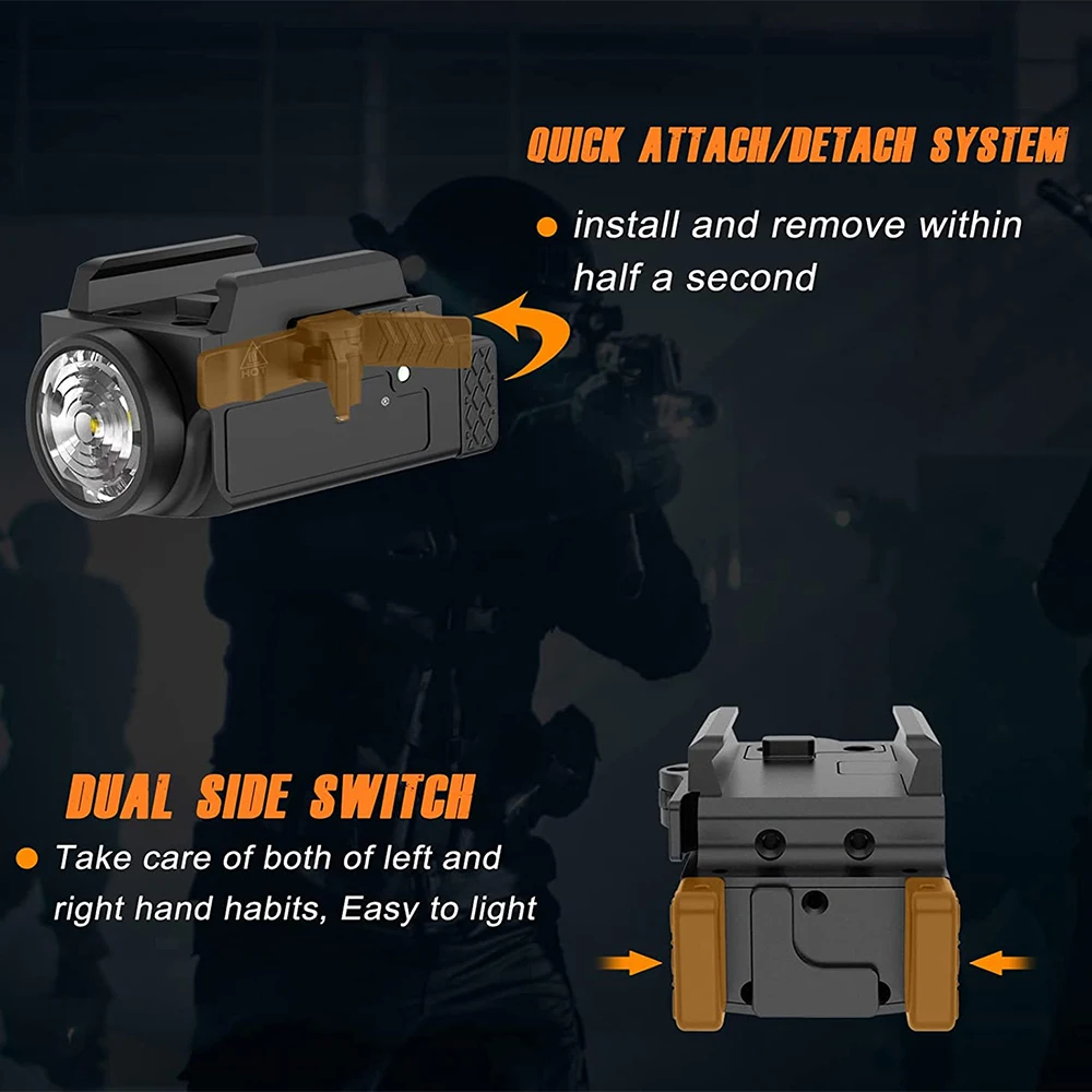 Description Picture 4 of itemRichfire SFD-021D Mini Tactical Led Flashlight 800LM MVP Optical Weaponlight Self Defense Rechargeable Quick Release Rail Mount