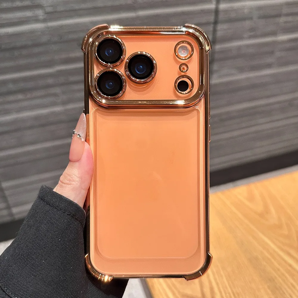 Premium Shockproof Transparent Phone Case with Luxury Plating Finish