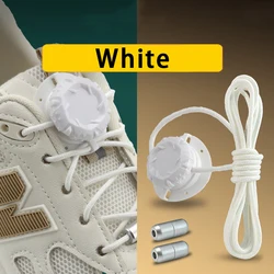 Enhanced Swivel Buckle No - Tie Shoelaces for Kids and Adults - Effortless Sneaker Accessories (White - 1Pair)