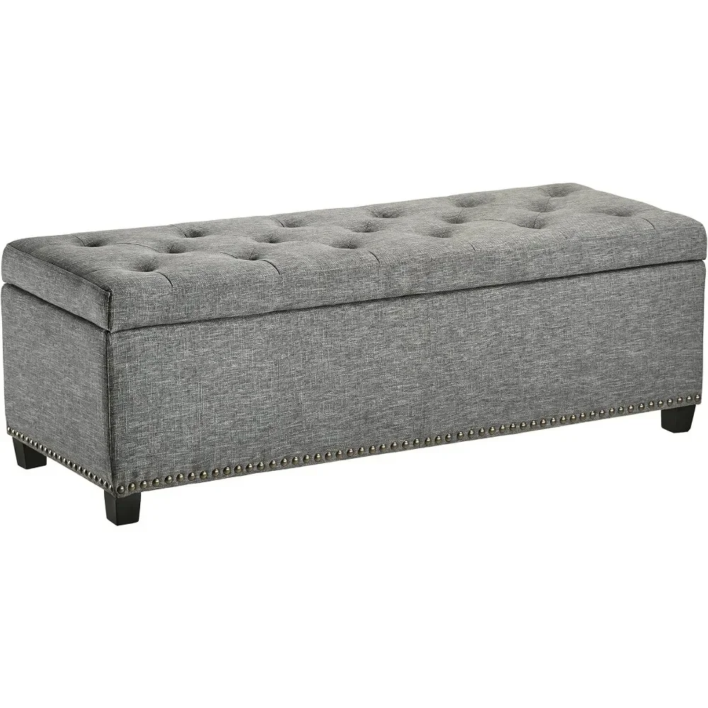 

Thomas Rectangular Storage Ottoman Bench Travel Chair Large Footrest Office Foot Rest Under Desk Stone Grey Pouff Banquette Pouf