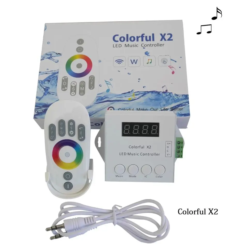 Led Strip Controller Music Colorful X2 Max 1000 Pixels WS2812B WS2811 SK6812 USC1903 IC Digital With RF Touch Remote