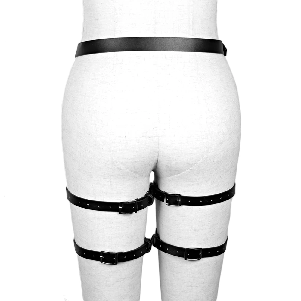 Street Style PU Strap Suspenders with Thigh Straps and Belt