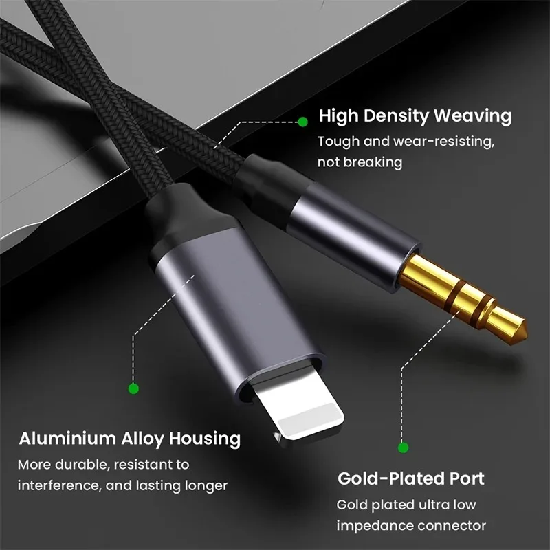 3.5mm Jack Aux Cable Car Speaker Headphone Adapter for