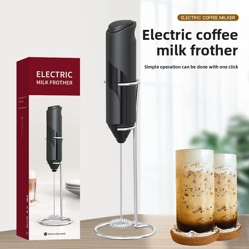 Stainless Steel Electric Milk Frother Whisk Coffee Beater