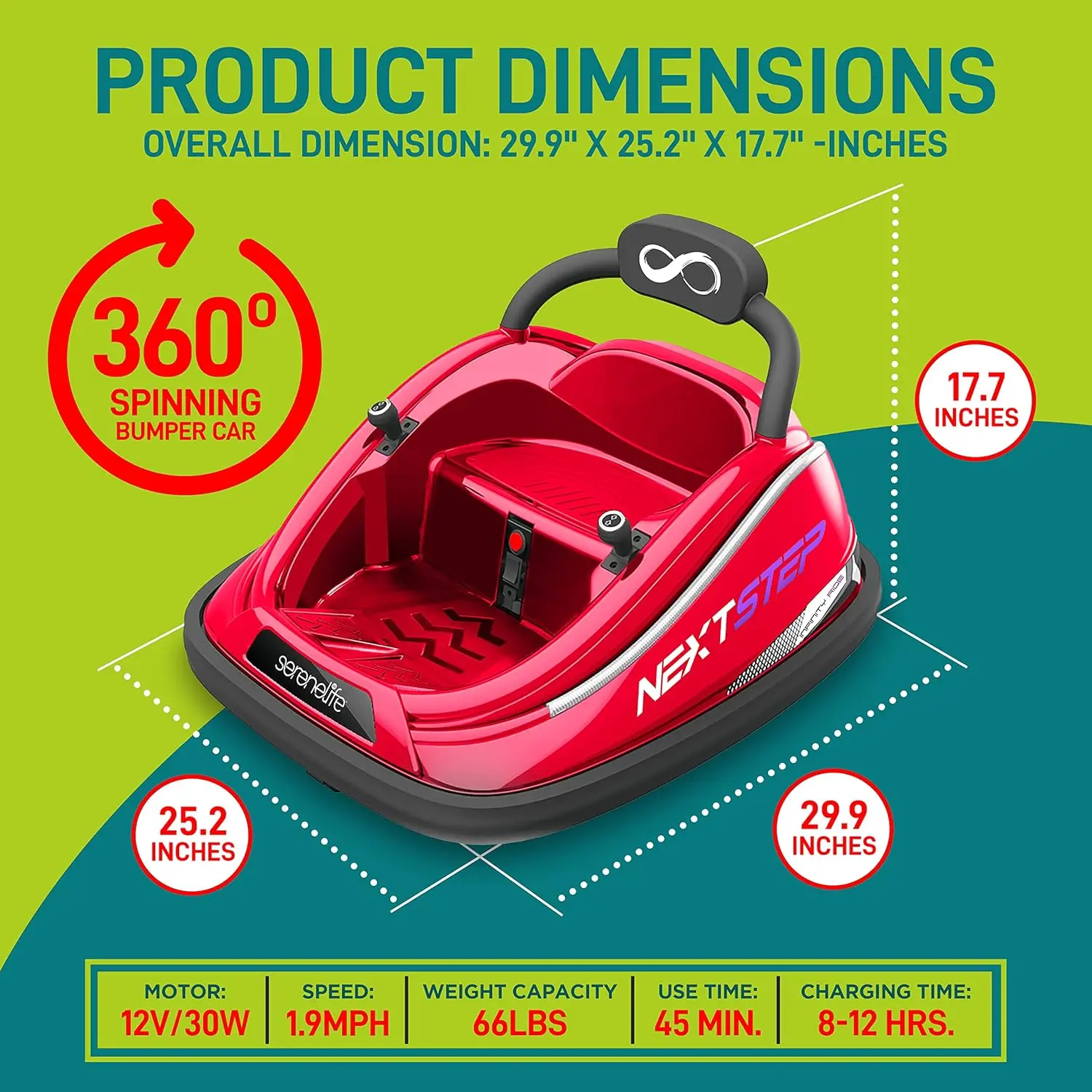 Electric Bumper Car for Kids-12V Rechargeable Battery Powered Ride On Vehicle for Toddlers w/ 2 Driving Modes,