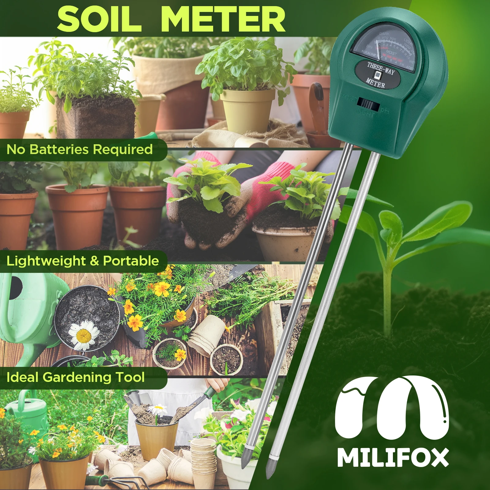 3 in 1 Soil pH Tester Sunlight PH Tester Garden Flowers Soil Moisture Sensor Meter Plants Acidity Humidity PH Monitor Detector soil moisture sensor,soil tester