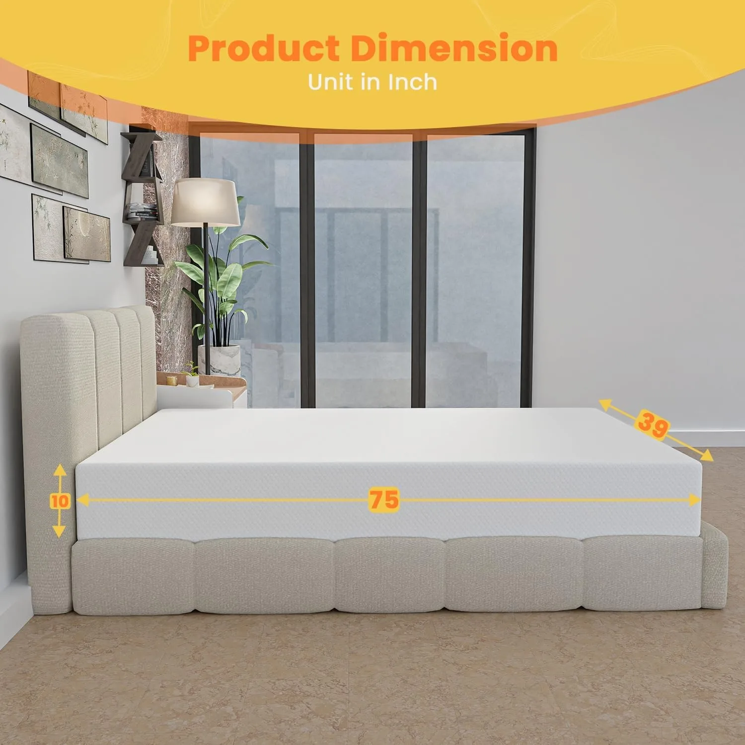 10 Inch Twin Mattress, Gel Memory Foam Twin Size Mattress, Pressure Relieving, Cooling Gel Foam, Twin Mattress in a Box, White 2