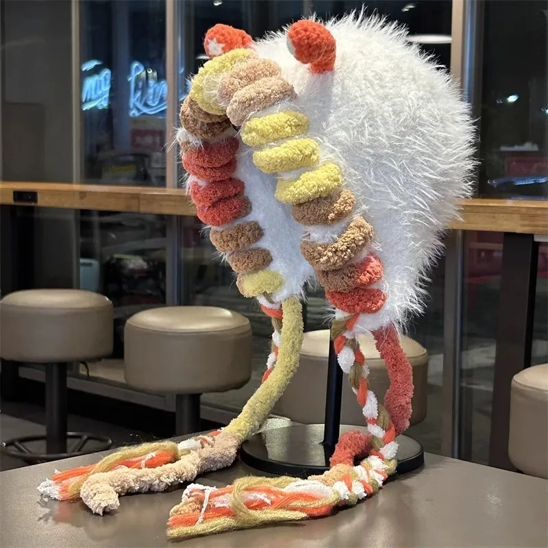 Cute Cartoon Little Monster Plush Women's Hat for Autumn and Winter Thick Warm Riding, Windproof, Creative and Beautiful Winters