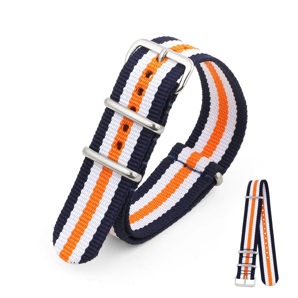 Nylon Woven Canvas Watchband with Steel Needle Buckle