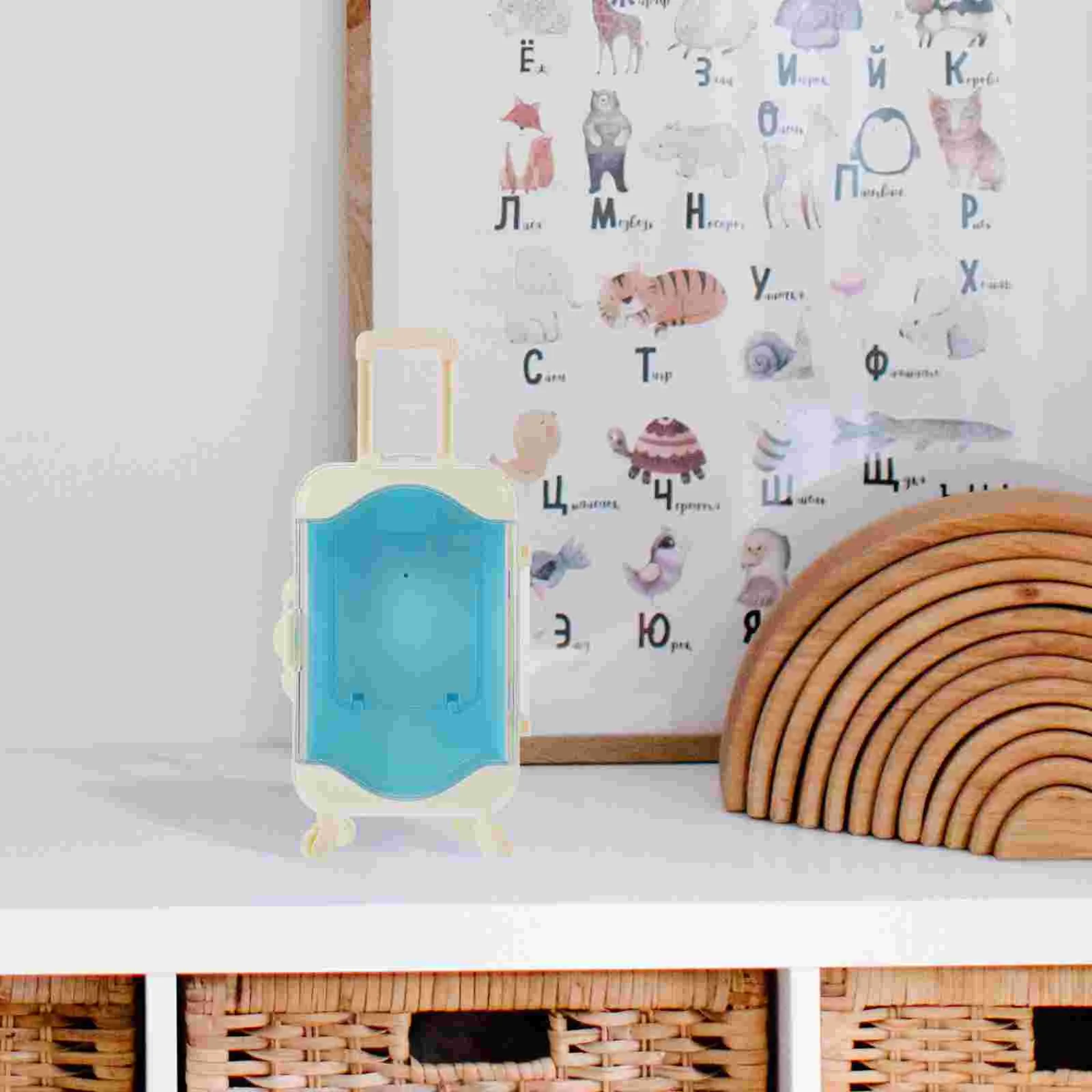 Mini Suitcase Accessory House Accessories Cartoon Pink Miniature Luggage Plastic Decor Compact Kids Toy