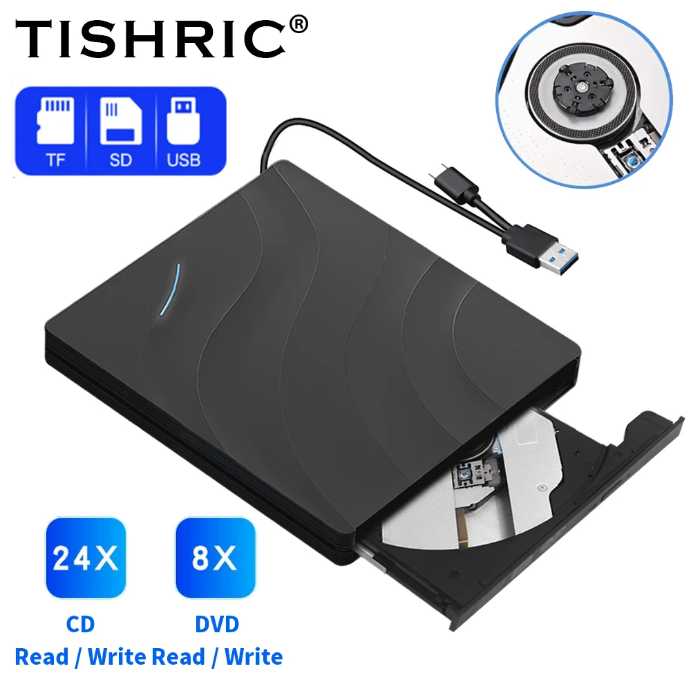 

TISHRIC DVD External USB3.0 Type-C Multifunctional CD Writer Drive Burner Reader Suitable For Laptop PC in any occasion