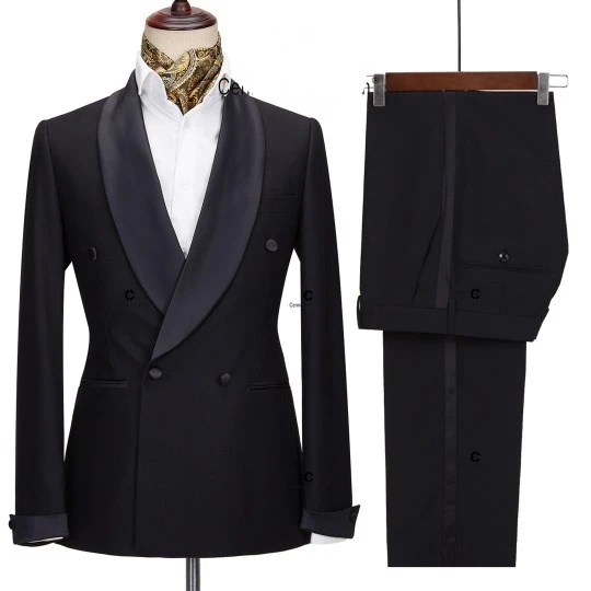 2024 New Cross-border Men's Suit Two Sets Wedding Bridegroom Best Man Suit Black Lapel Men's Dress Mens Suit