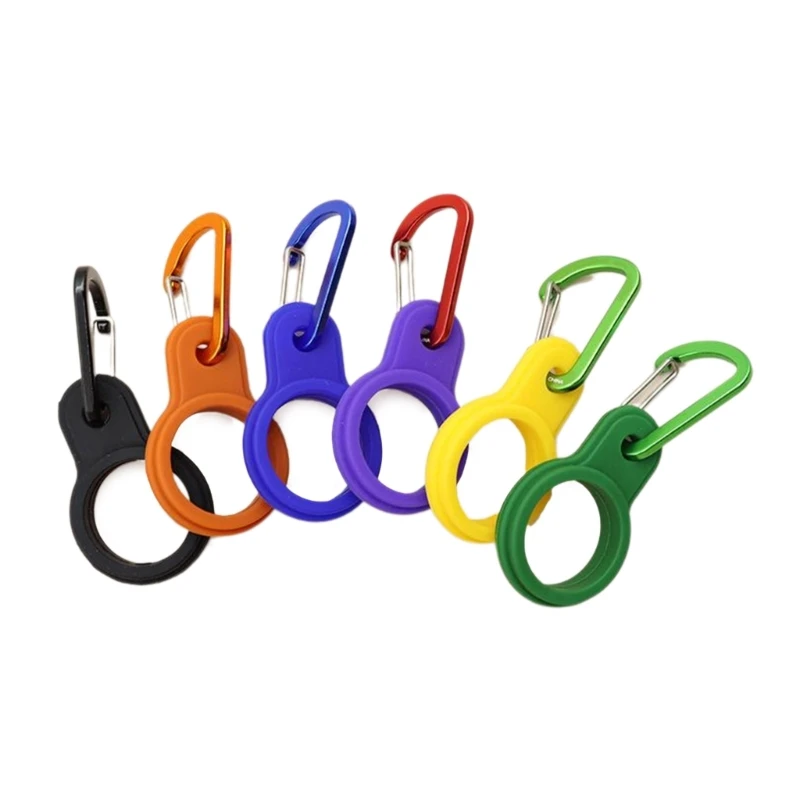 6 Pcs Silicone Water Bottle Buckle with Carabiner Clip Portable Secure Bottle Holder Water Hanging Rings