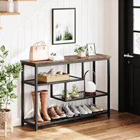 Table console étroite à 4 niveaux pour gagner de la place - Étagères de rangement en verre, structure métallique, table d'appoint pour canapé, entrée, salon, hall d'entrée 2