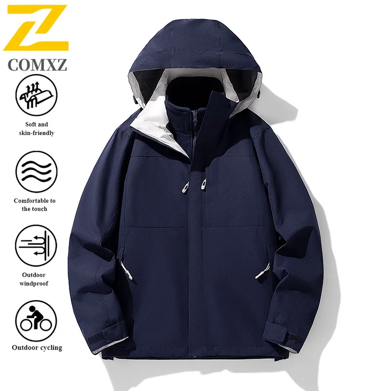 EiAO Windbreaker 3-in-1 Detachable Waterproof Men's Women's Winter Hiking Jacket Thermal Windproof Outdoor Travel Camping Coat