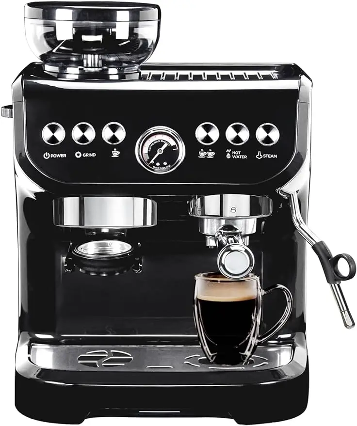 

MIROX Espresso Coffee Maker With Grinder For Home, 2000ML Water Tank&1450w and ABS Housing Combo Coffee Latte Maker
