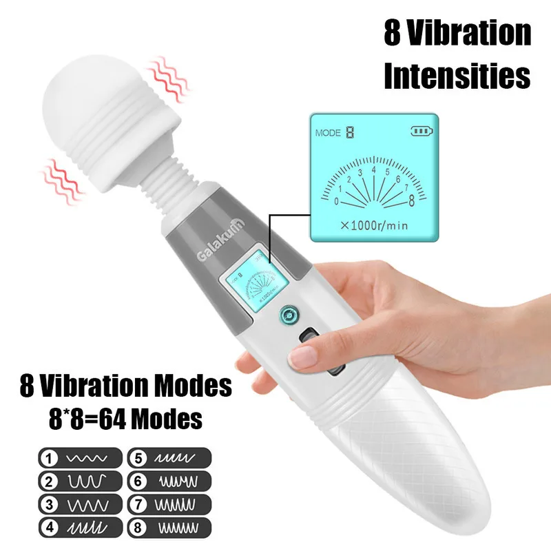 64 Modes Huge Head Magic Wand Massager Flexible Neck Ultra-powerful Motor For Body Massage Deep Muscle Relaxing Health Care 3