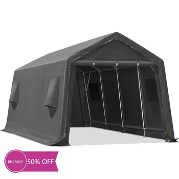 Abri de rangement à auvent Portable robuste de 10x20 pieds, avec 2 portes et évents à fermeture éclair enroulées pour Patio extérieur 1