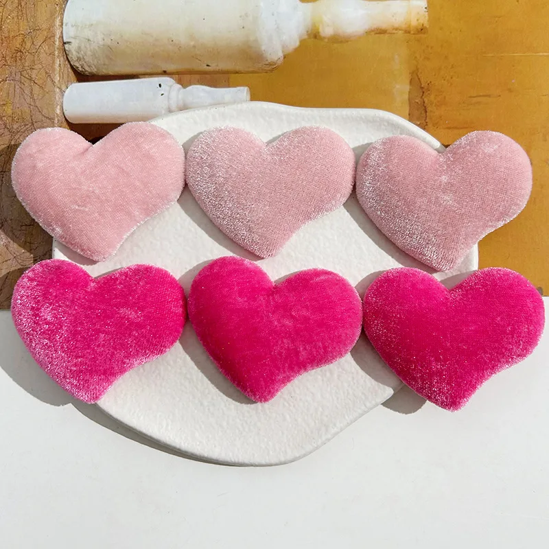 

Winter Wool Velvet Fabric Style Flatback Love Heart Patch Cameo Stickers 40pcs 55*45mm Ornament Garment Accessory Material Decor