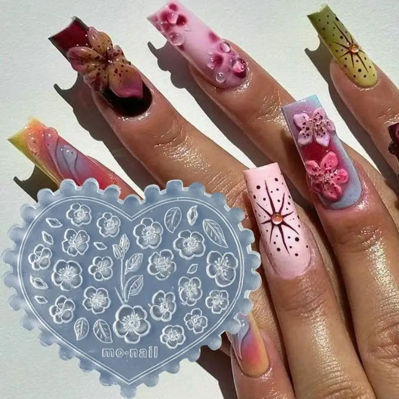 DIY Nail Art Tools, 3D Butterfly and Rose Flower Stamping, Flexible Silicone Mold, Tulip Design Manicure Template