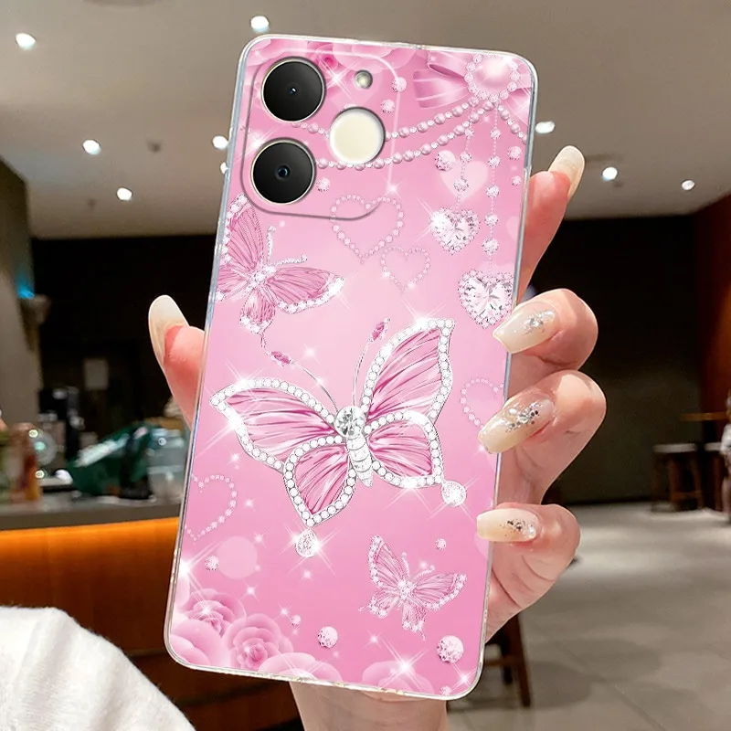 Floral Butterfly Soft Silicone Transparent Phone Case