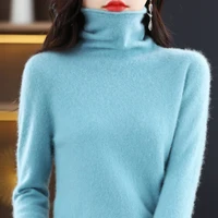 Women's new autumn/winter 100% sweater high-end first-line ready-to-wear knitted pullover loose turtleneck cashmere sweater 1
