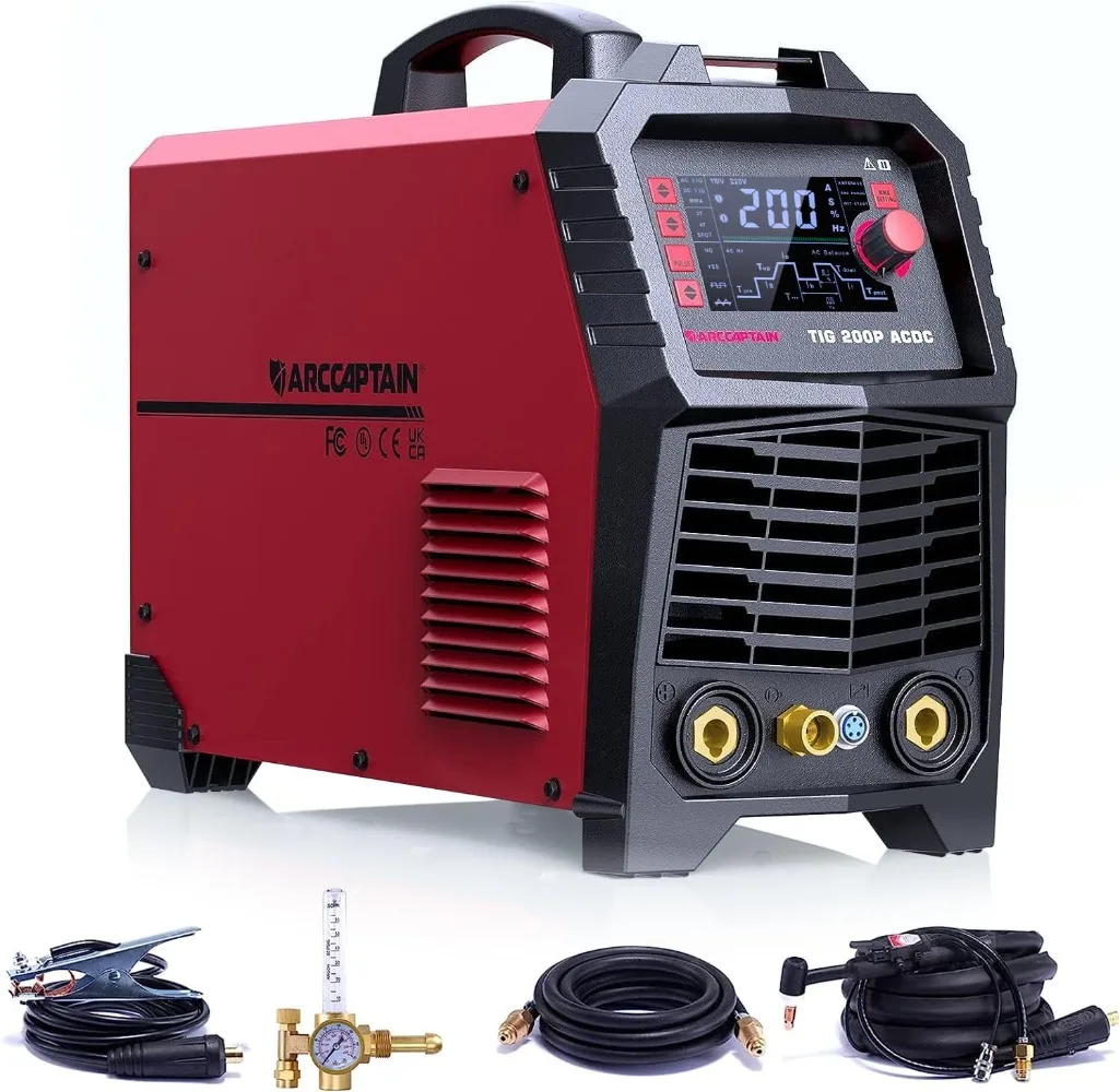 TIG Welder AC/DC 200Amp with Pulse Aluminum TIG Welder 110V/220V with Square/Triangular Wave/Stick/MMA/Spot