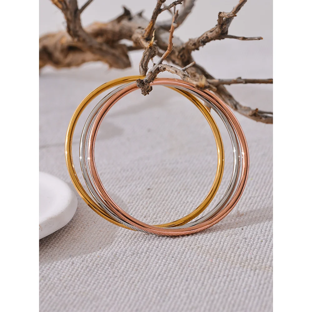 Yhpup Stainless Steel Round Bracelet Bangle Waterproof