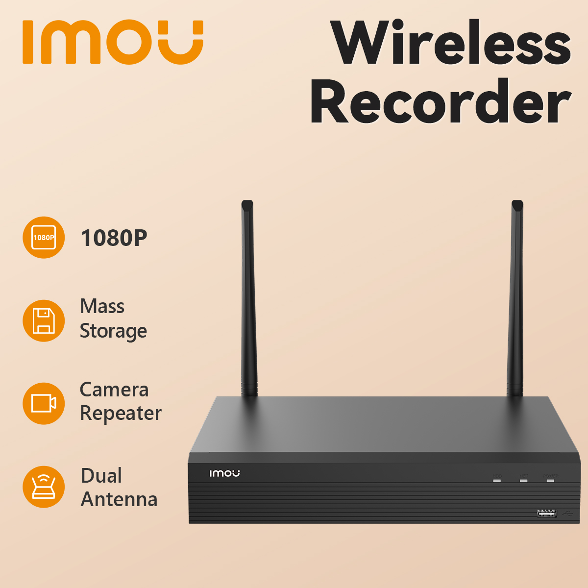 IMOU Wi-Fi 1080P NVR 8CH Wireless NVR Resolution Strong Metal Shell Conforms to ONVIF Standards