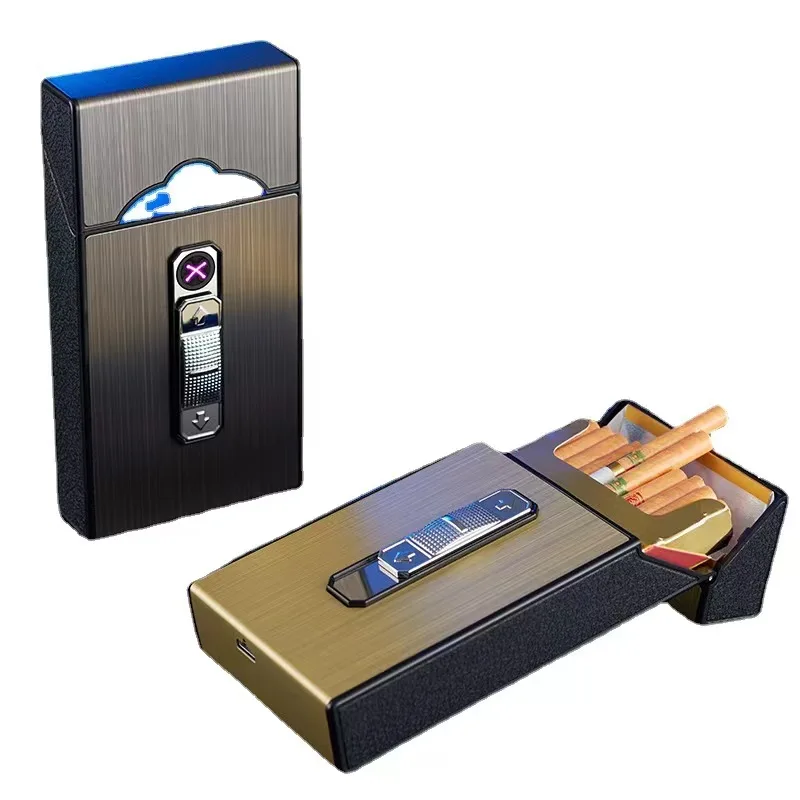 Brand new USB rechargeable cigarette case cigarette lighter, can hold 20 slim cigarettes, cigarette storage box with lighter 5