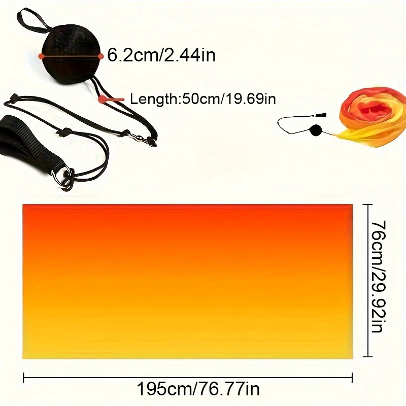 1 Pc Colorful Imitation Silk Veil With Poi Chain Thrown Ball Belly Dance Scarf Stage Performances Props