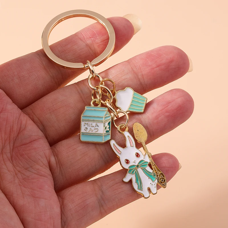 Aihua Neuer süßer Schlüsselanhänger, Emaille-Tier-Perlen-Regenbogen-Bär-Schlüsselanhänger für Damen, Handtaschenanhänger, Zubehör, DIY-Schmuckgeschenke – Detail 3